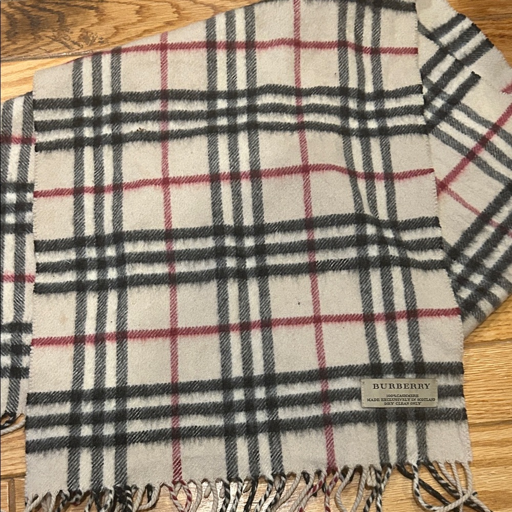 Burberry Beige and Red Checkered Scarf